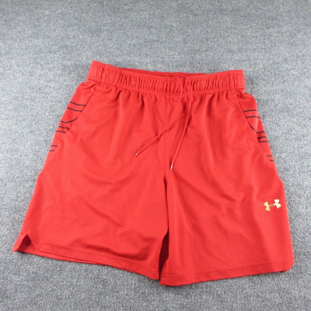 Under Armour Shorts Mens XL Red HeatGear Mesh 9 Inseam Running Gym Training